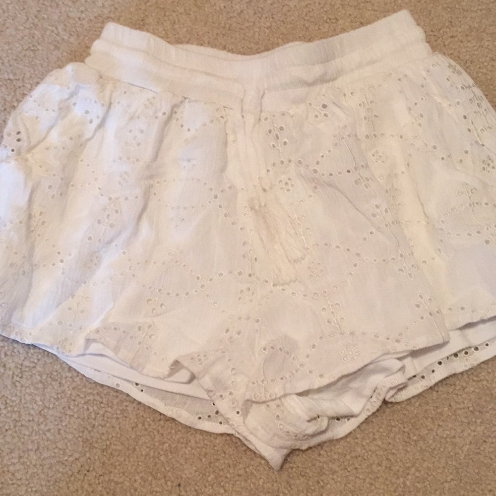 Lace flared shorts